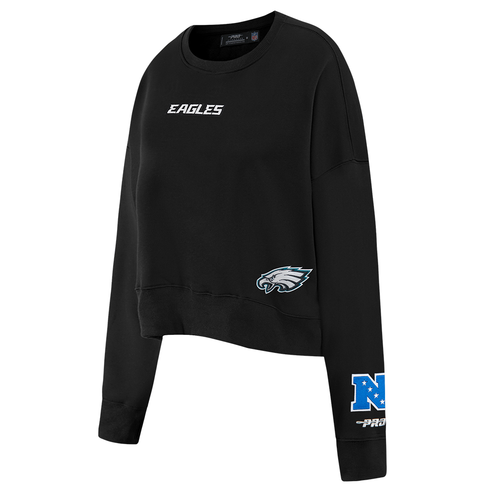 NFL PHILADELPHIA EAGLES WINGSPAN WOMEN'S FLEECE CREWNECK (BLACK) - Image 5