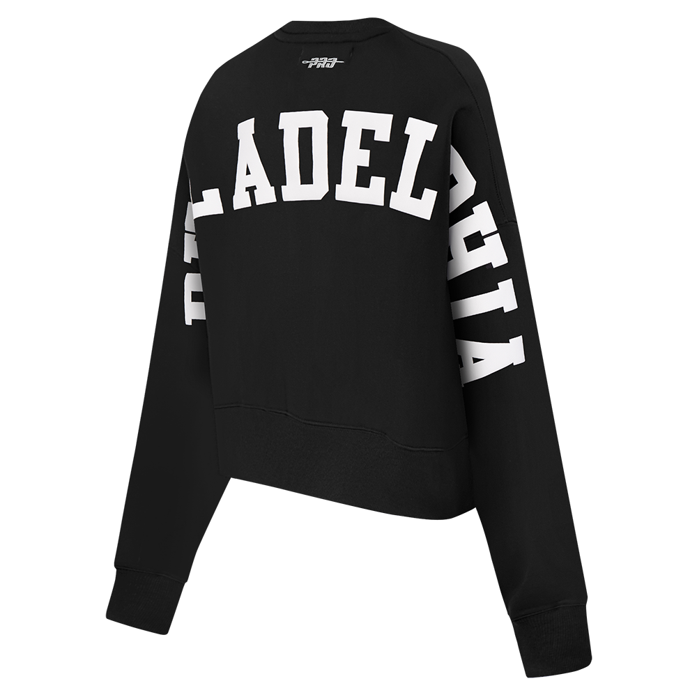 NFL PHILADELPHIA EAGLES WINGSPAN WOMEN'S FLEECE CREWNECK (BLACK) - Image 6