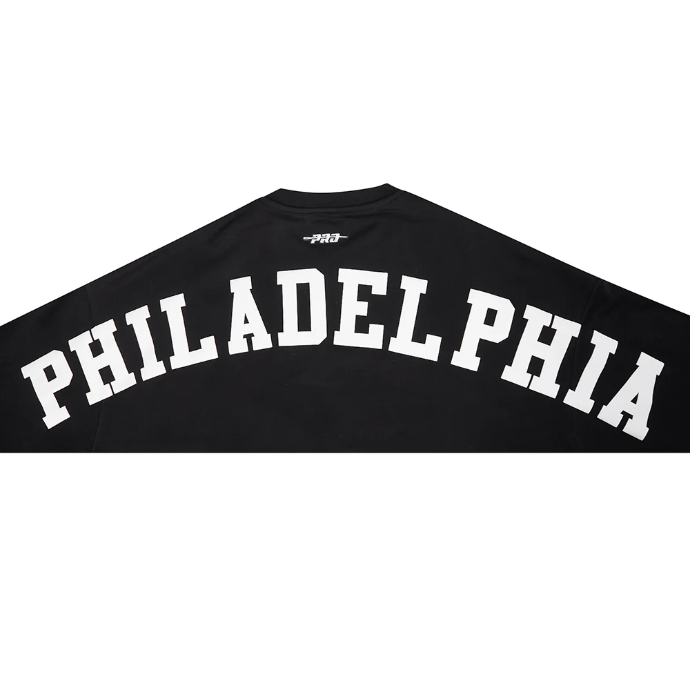 NFL PHILADELPHIA EAGLES WINGSPAN WOMEN'S FLEECE CREWNECK (BLACK) - Image 7