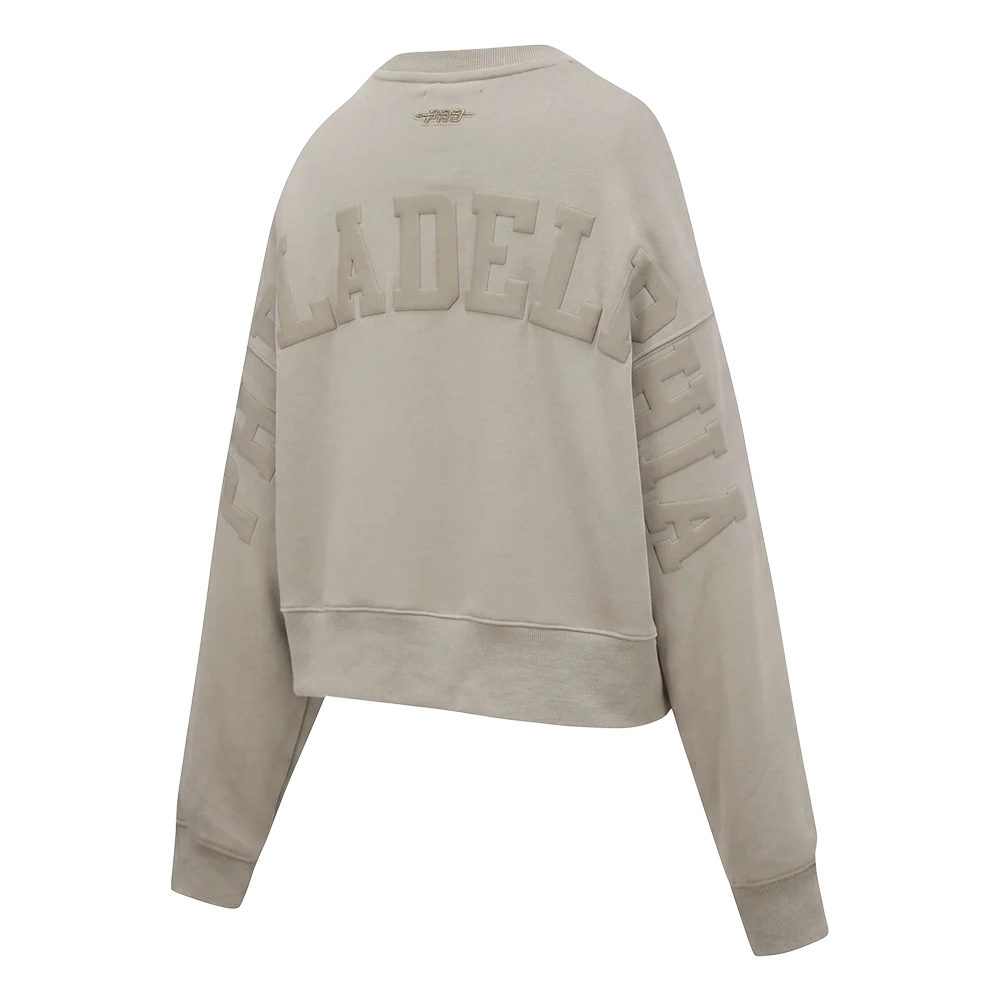 NFL PHILADELPHIA EAGLES WINGSPAN WOMEN'S FLEECE CREWNECK (TAUPE) - Image 6