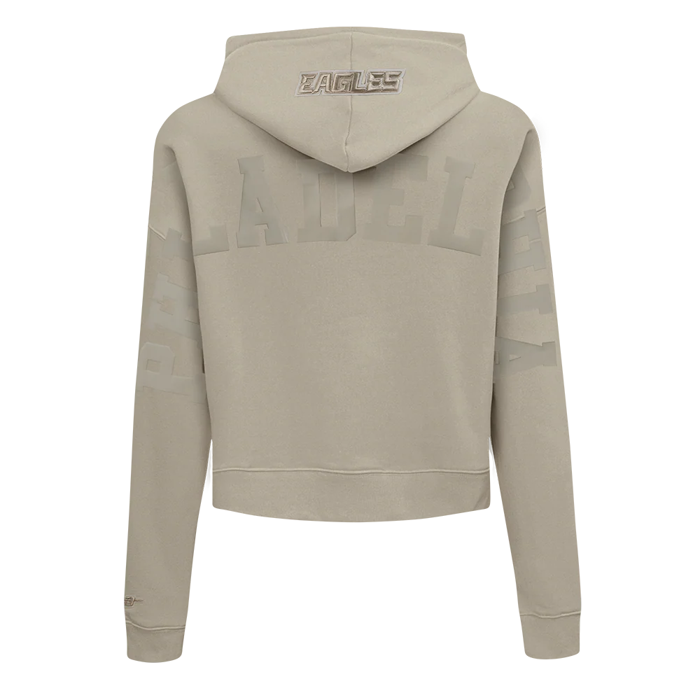 NFL PHILADELPHIA EAGLES WINGSPAN WOMEN'S FLC CROPPED PO HOODIE (TAUPE) - Image 5