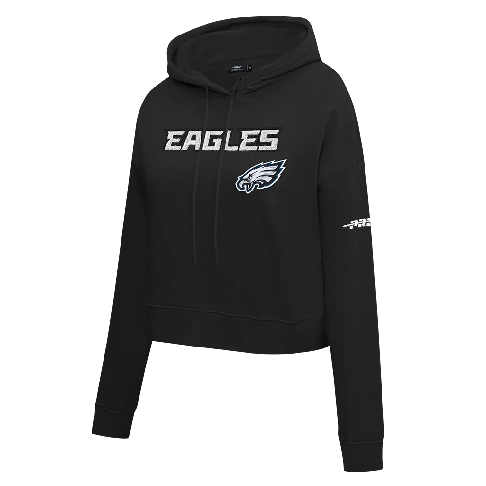 NFL PHILADELPHIA EAGLES GAME DAY CLASSICS WOMEN'S DK CROPPED PO HOODIE (BLACK) - Image 2