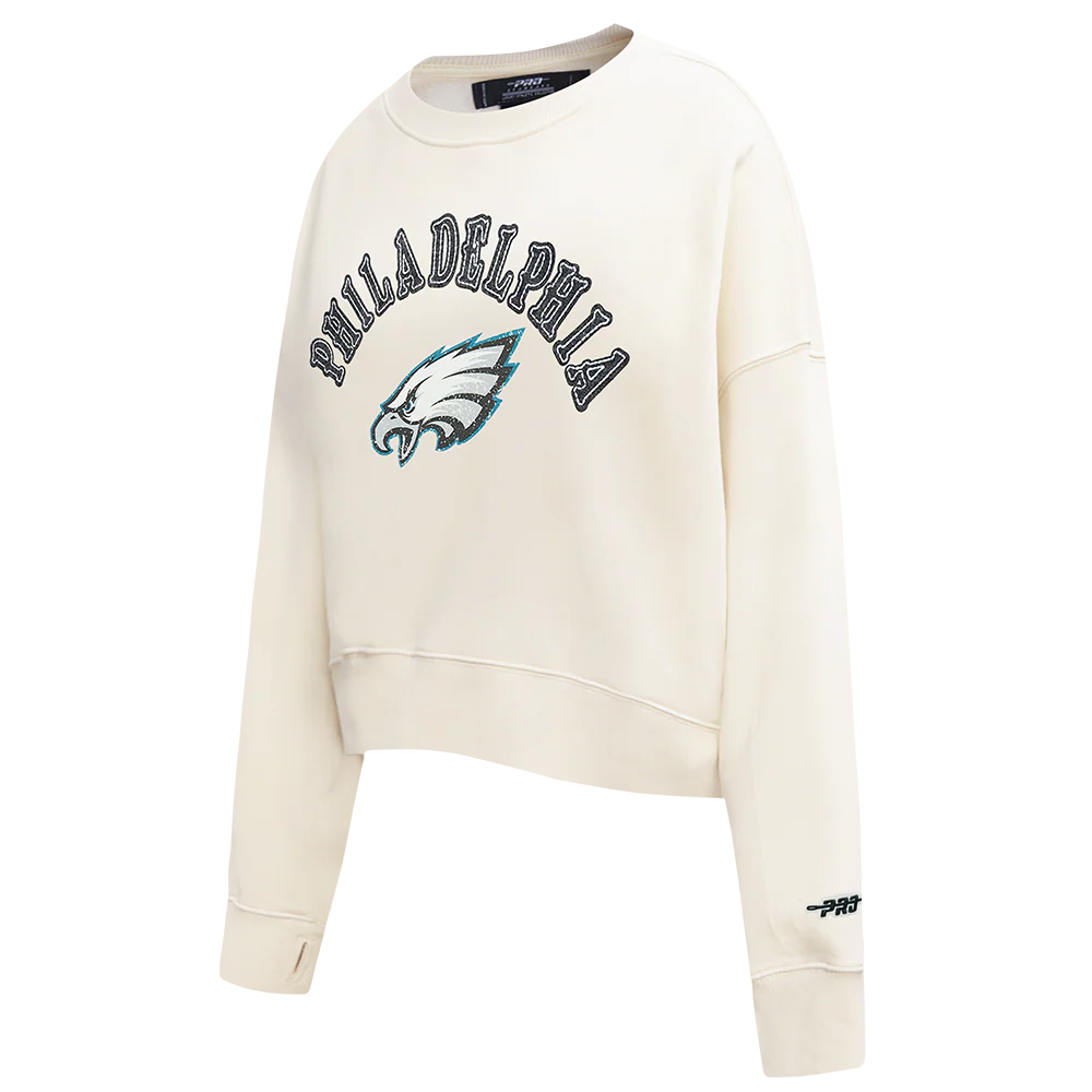NFL PHILADELPHIA EAGLES REBEL ATHLETICS WOMEN'S FLC CREWNECK (EGGSHELL) - Image 10