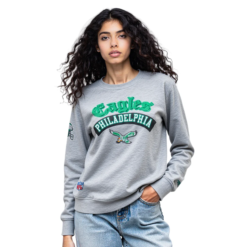 NFL PHILADELPHIA EAGLES BEST OF WOMEN'S STANDARD FLC CREWNECK (DARK HEATHER GRAY) - Image 9