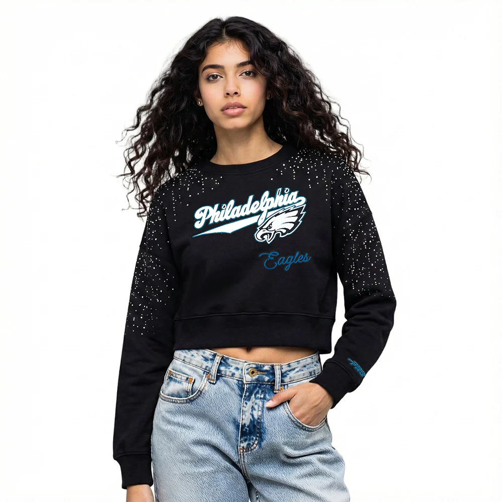 NFL PHILADELPHIA EAGLES LEGACY WOMEN'S FLC CREWNECK (BLACK)