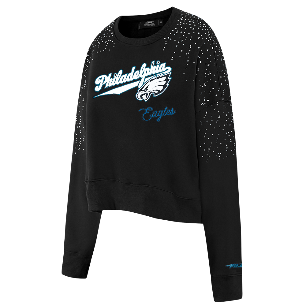 NFL PHILADELPHIA EAGLES LEGACY WOMEN'S FLC CREWNECK (BLACK) - Image 3