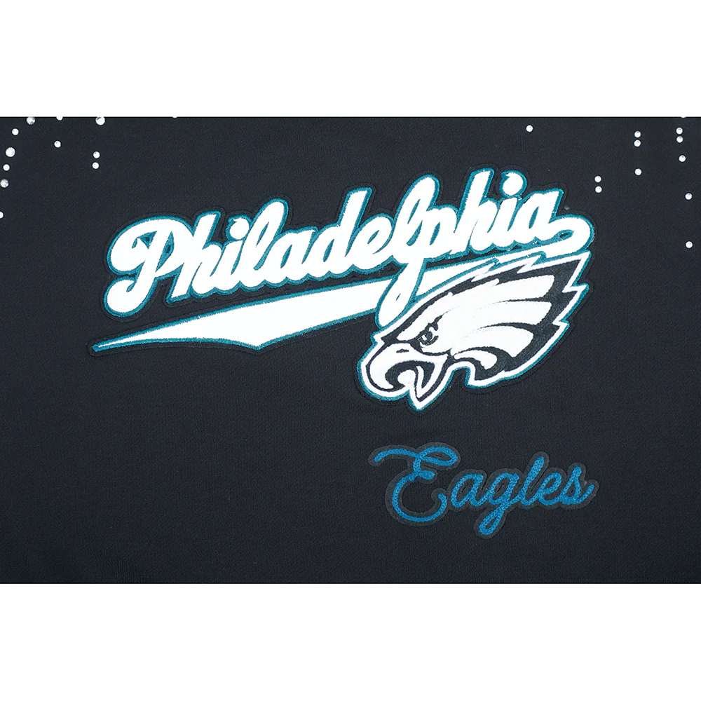 NFL PHILADELPHIA EAGLES LEGACY WOMEN'S FLC CREWNECK (BLACK) - Image 5