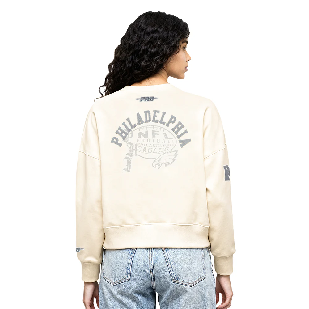 NFL PHILADELPHIA EAGLES STREET TEAM WOMEN'S FLC CREWNECK (EGGSHELL) - Image 2