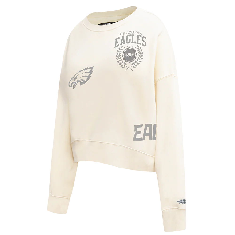 NFL PHILADELPHIA EAGLES STREET TEAM WOMEN'S FLC CREWNECK (EGGSHELL) - Image 3