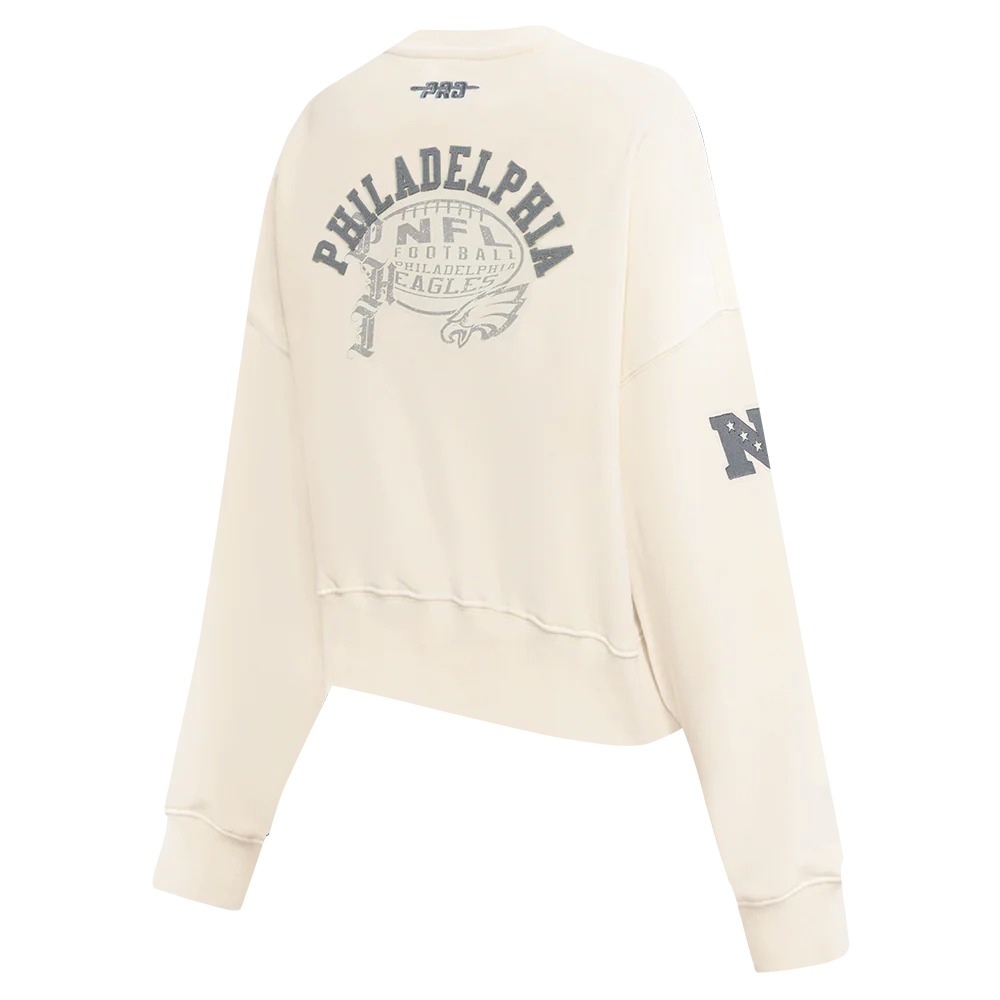 NFL PHILADELPHIA EAGLES STREET TEAM WOMEN'S FLC CREWNECK (EGGSHELL) - Image 4