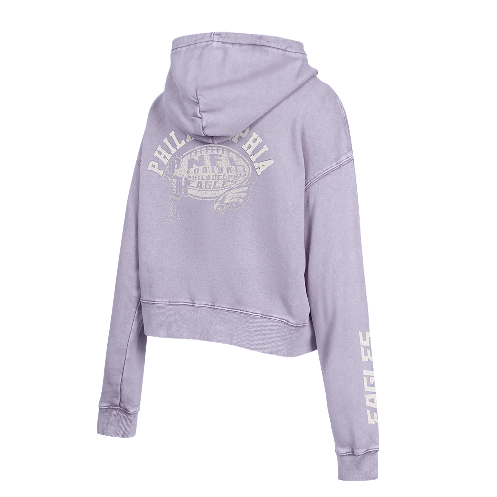 NFL PHILADELPHIA EAGLES STREET TEAM WOMEN'S ENZYME WASH FT CROPPED PO HOODIE (WASHED LILAC GRAY) - Image 4