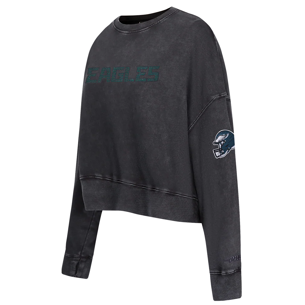 NFL PHILADELPHIA EAGLES WASHED JEWELS WOMEN'S CREWNECK SWEATSHIRT (WASHED BLACK) - Image 3