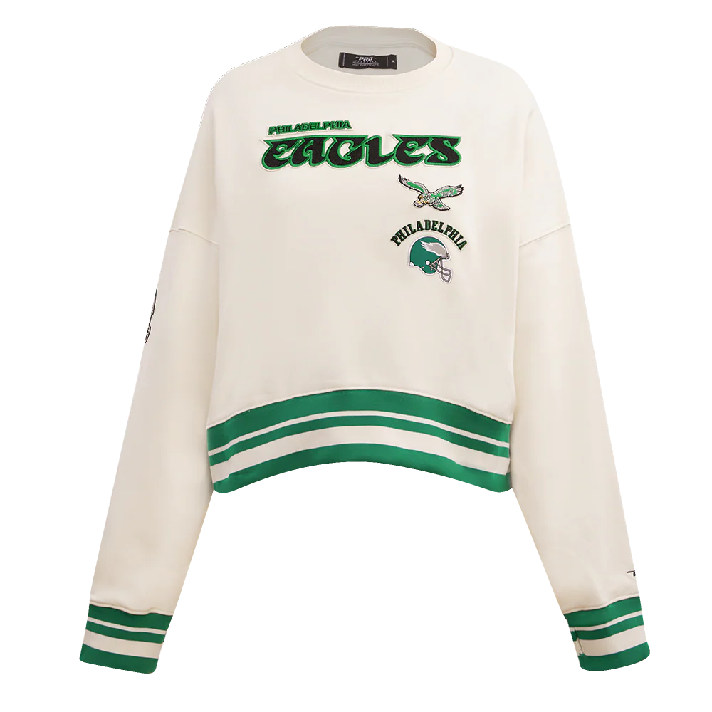 NFL PHILADELPHIA EAGLES RETRO CLASSIC WOMEN'S CREWNECK (EGGSHELL/KELLY GREEN) - Image 5