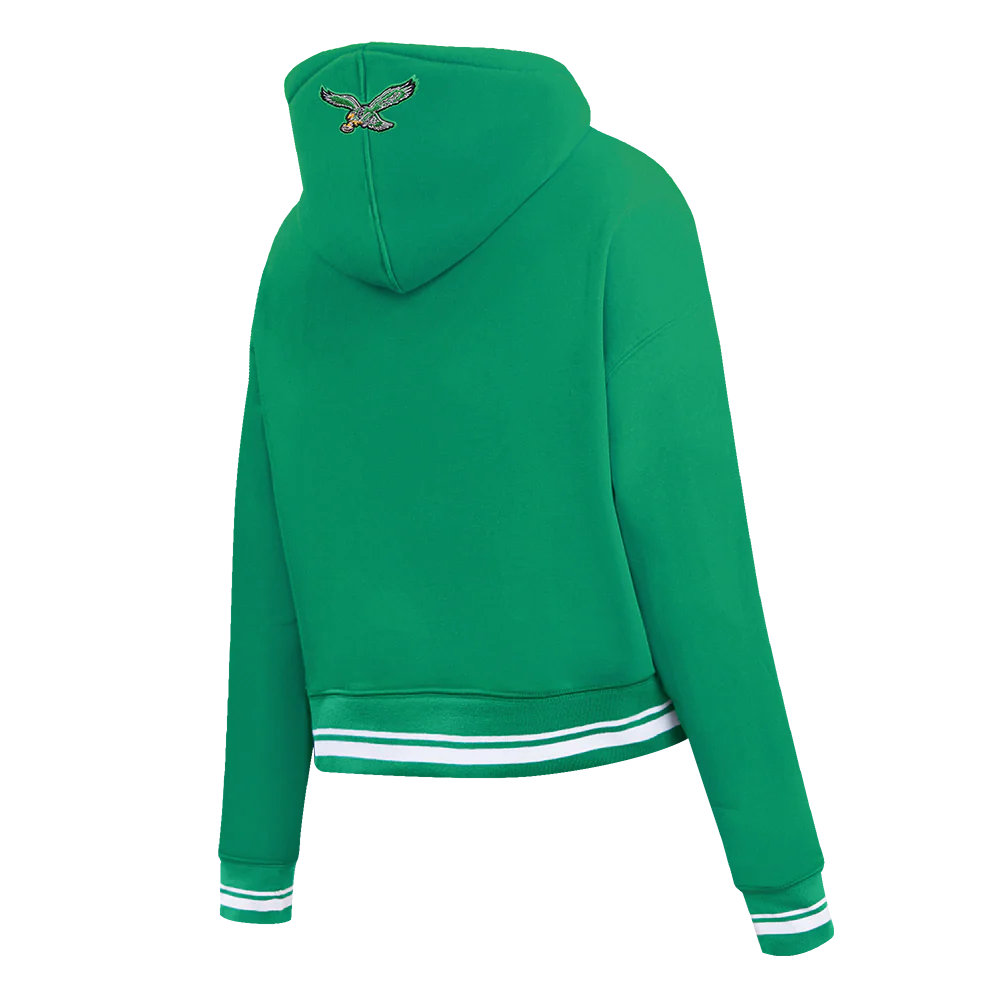 NFL PHILADELPHIA EAGLES RETRO CLASSIC WOMEN'S CROPPED PULLOVER HOODIE (KELLY GREEN) - Image 3