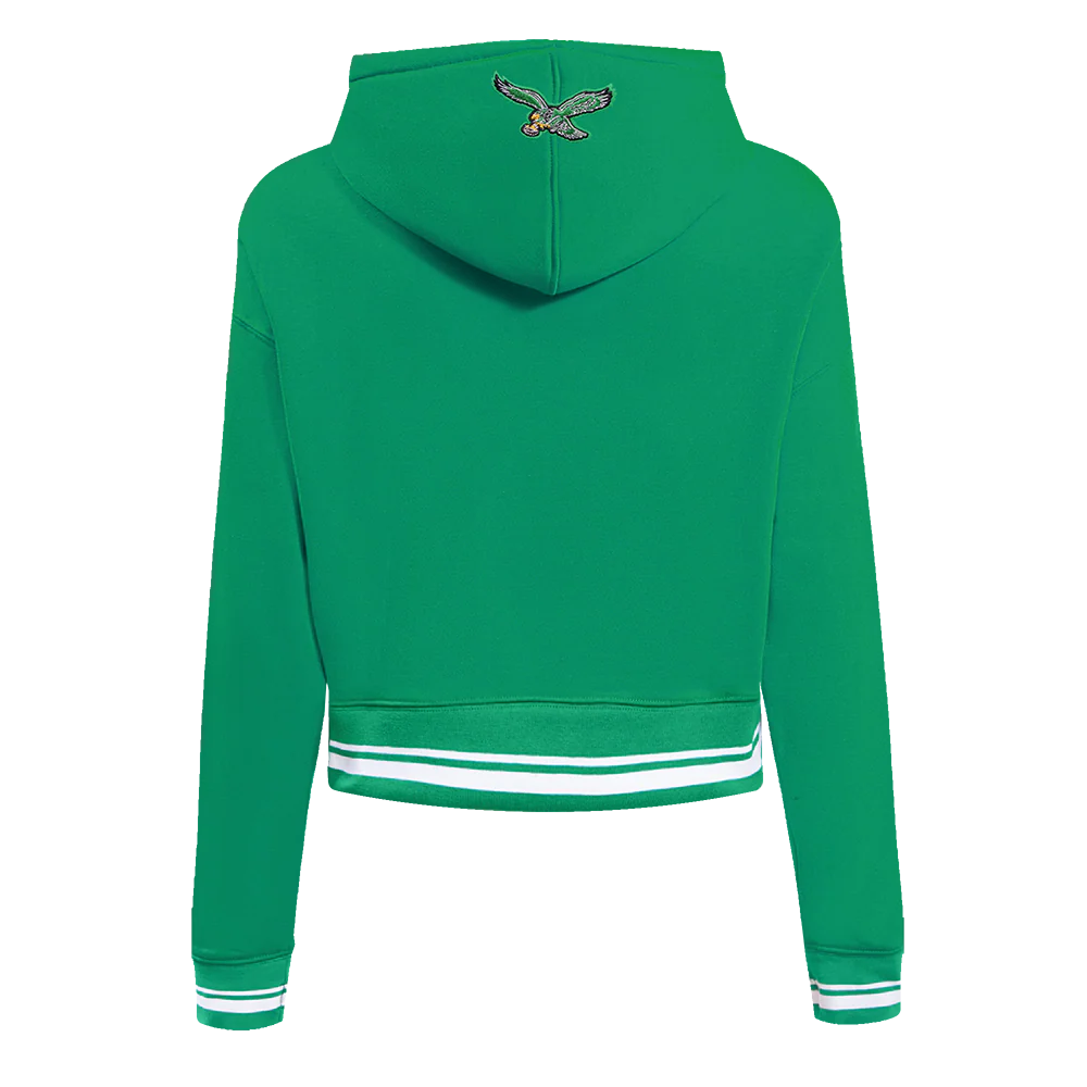 NFL PHILADELPHIA EAGLES RETRO CLASSIC WOMEN'S CROPPED PULLOVER HOODIE (KELLY GREEN) - Image 4