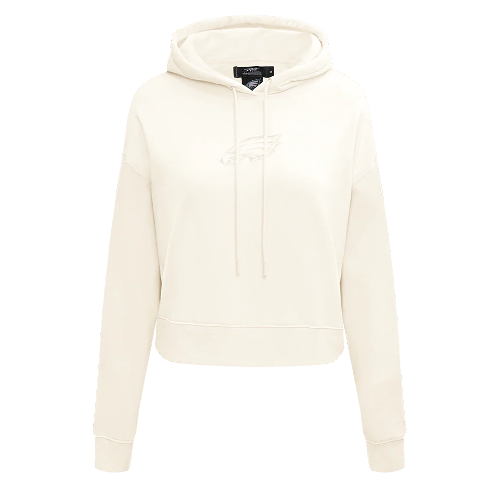 NFL PHILADELPHIA EAGLES NEUTRAL WOMENS CROPPED PULLOVER HOODIE (EGGSHELL)