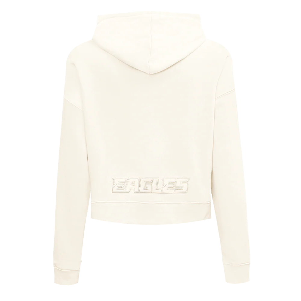 NFL PHILADELPHIA EAGLES NEUTRAL WOMENS CROPPED PULLOVER HOODIE (EGGSHELL) - Image 3