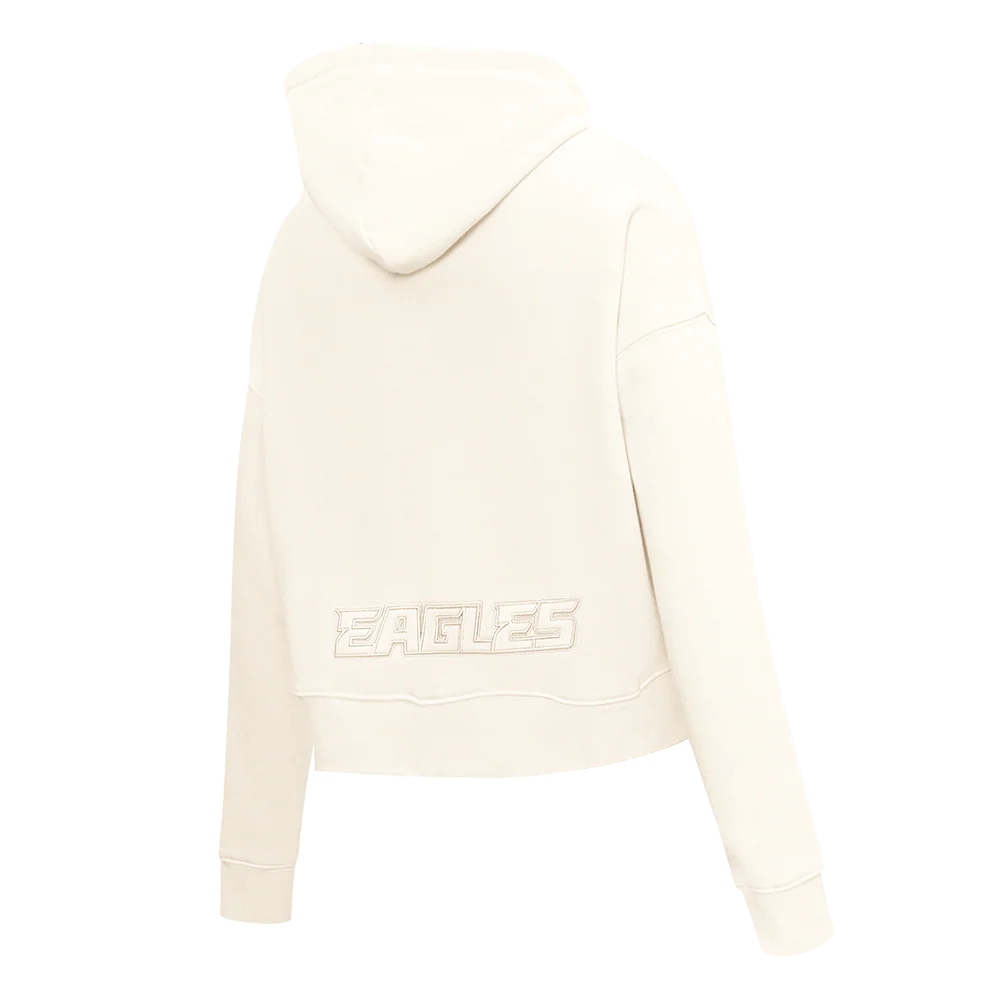 NFL PHILADELPHIA EAGLES NEUTRAL WOMENS CROPPED PULLOVER HOODIE (EGGSHELL) - Image 4