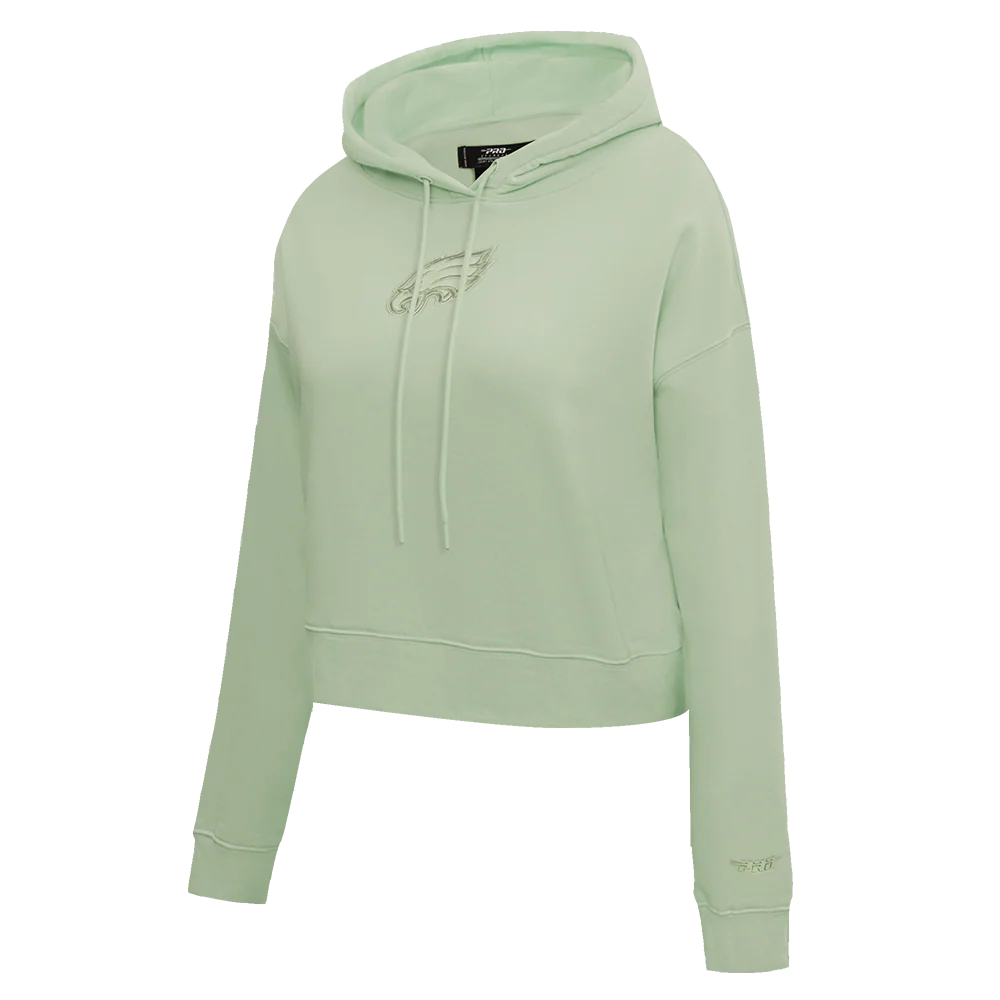 NFL PHILADELPHIA EAGLES NEUTRAL WOMEN'S FLEECE CROPPED PULLOVER HOODIE (MOSS) - Image 2