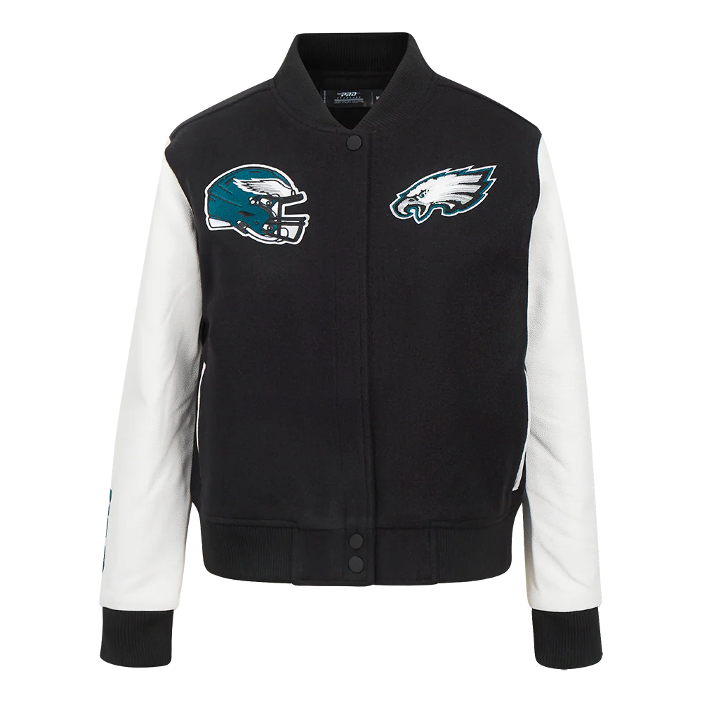 NFL PHILADELPHIA EAGLES CLASSIC WOMEN'S WOOL VARSITY JACKET (BLACK/WHITE)