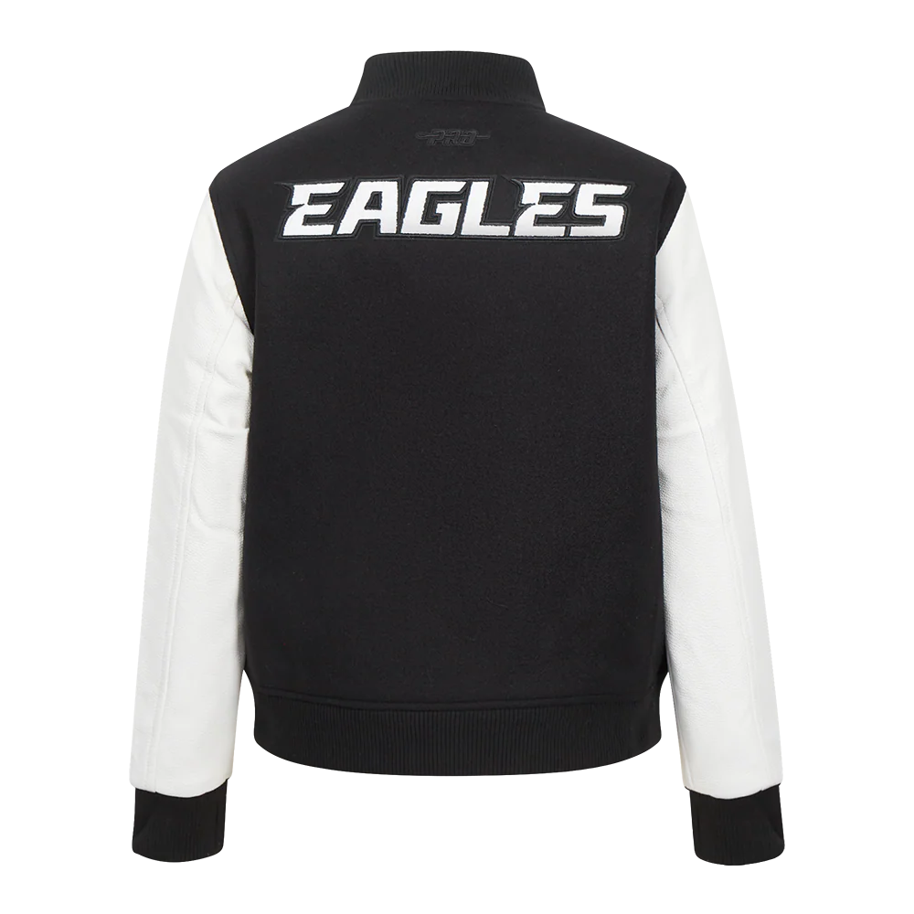 NFL PHILADELPHIA EAGLES CLASSIC WOMEN'S WOOL VARSITY JACKET (BLACK/WHITE) - Image 3