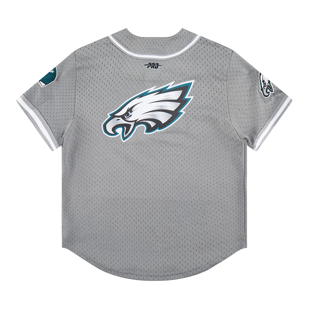 NFL PHILADELPHIA EAGLES CLASSIC LITTLE BOY'S MESH BUTTON DOWN SHIRT (GRAY) - Image 4