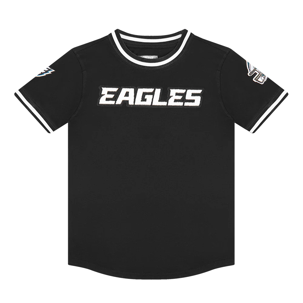 NFL PHILADELPHIA EAGLES CLASSIC LITTLE BOYS SHORT SLEEVE STRIPED RIB TEE (BLACK) - Image 3