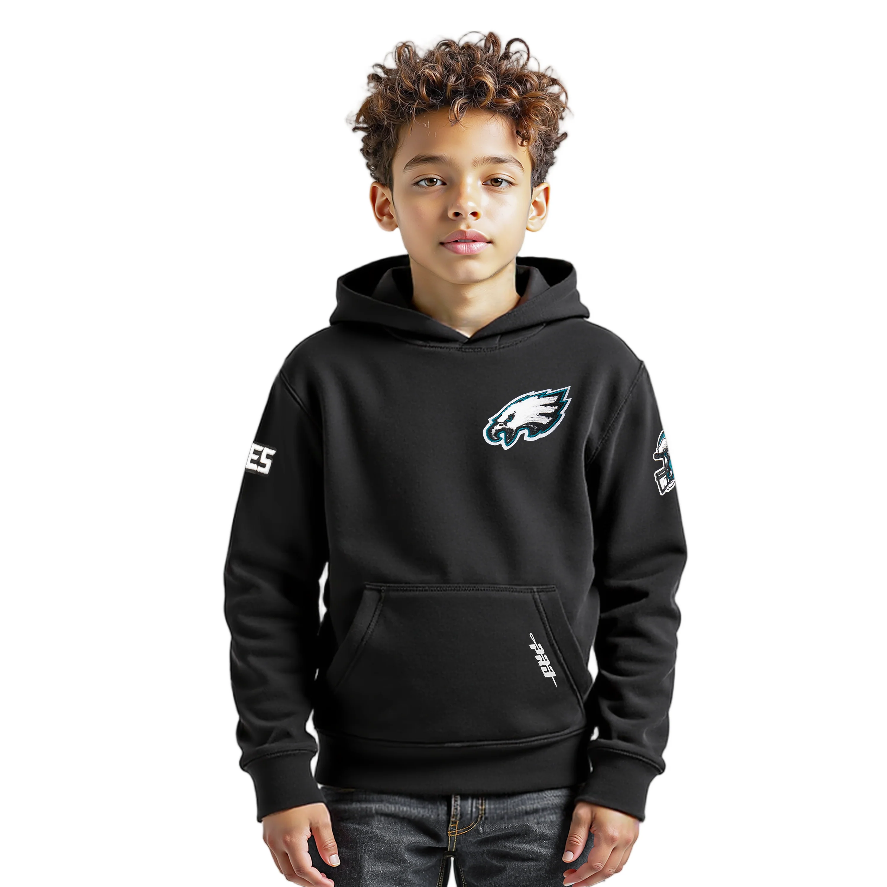 NFL PHILADELPHIA EAGLES CLASSIC LITTLE BOYS FLEECE PULLOVER HOODIE (BLACK)