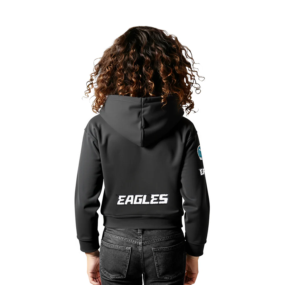 NFL PHILADELPHIA EAGLES CLASSIC LITTLE GIRLS  FLEECE FULL ZIP HOODIE (BLACK) - Image 2