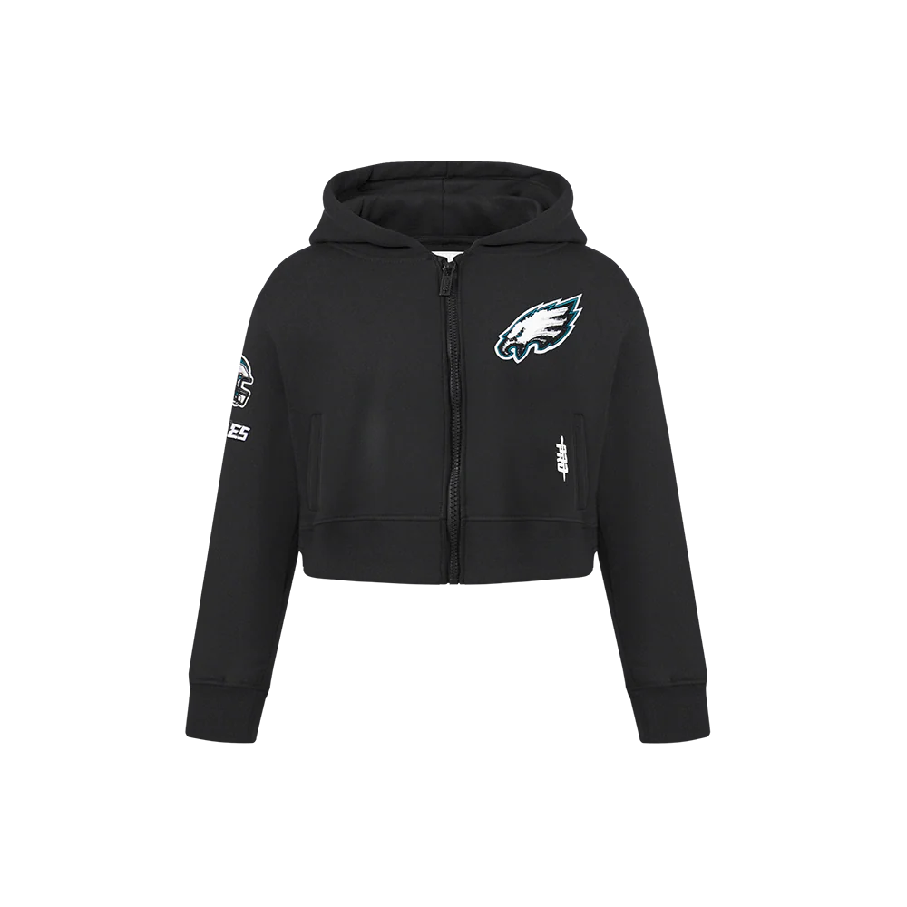 NFL PHILADELPHIA EAGLES CLASSIC LITTLE GIRLS  FLEECE FULL ZIP HOODIE (BLACK) - Image 3