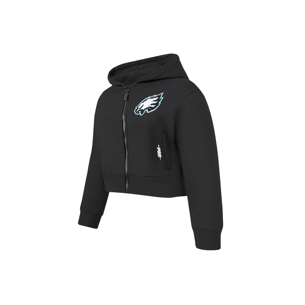 NFL PHILADELPHIA EAGLES CLASSIC LITTLE GIRLS  FLEECE FULL ZIP HOODIE (BLACK) - Image 5