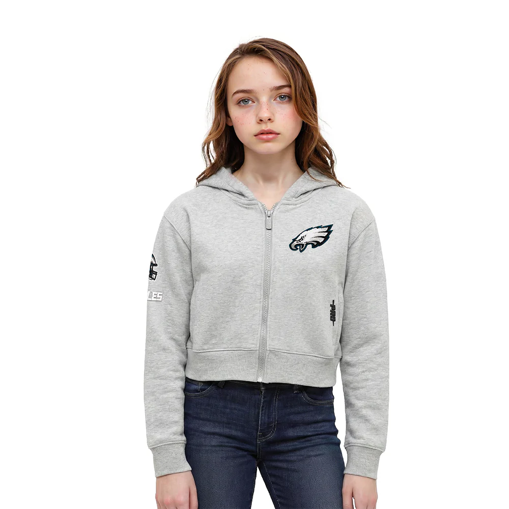 NFL PHILADELPHIA EAGLES CLASSIC LITTLE GIRL'S FLC FZ HOODIE (HEATHER GREY)