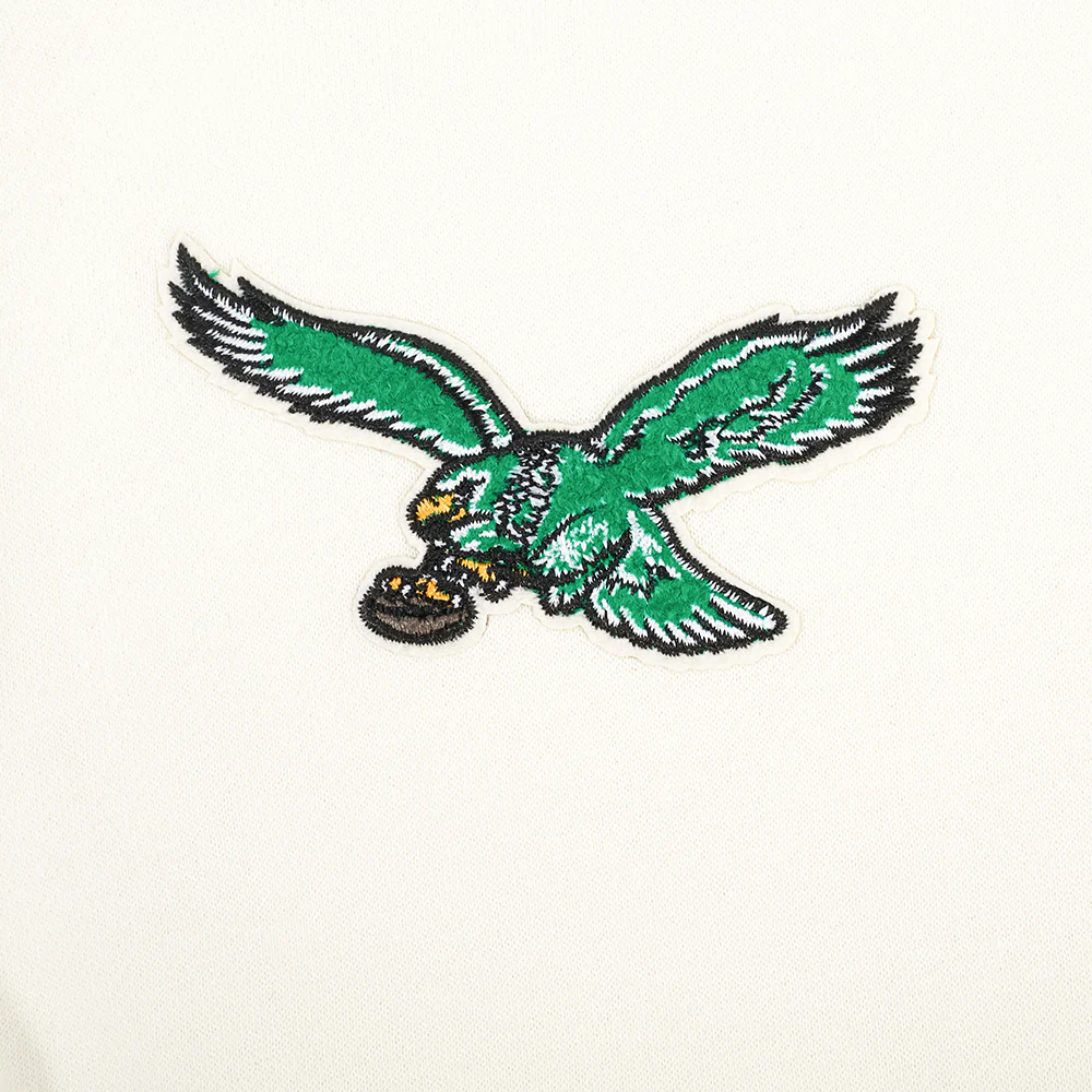 NFL PHILADELPHIA EAGLES RETRO CLASSIC LITTLE GIRL'S RIB FLC PO HOODIE (EGGSHELL/ KELLY GREEN) - Image 5