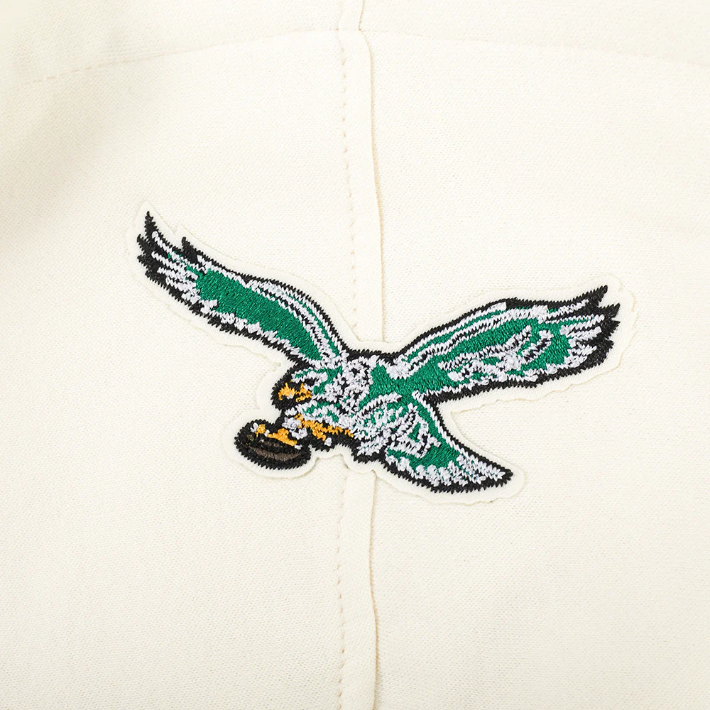 NFL PHILADELPHIA EAGLES RETRO CLASSIC LITTLE GIRL'S RIB FLC PO HOODIE (EGGSHELL/ KELLY GREEN) - Image 6