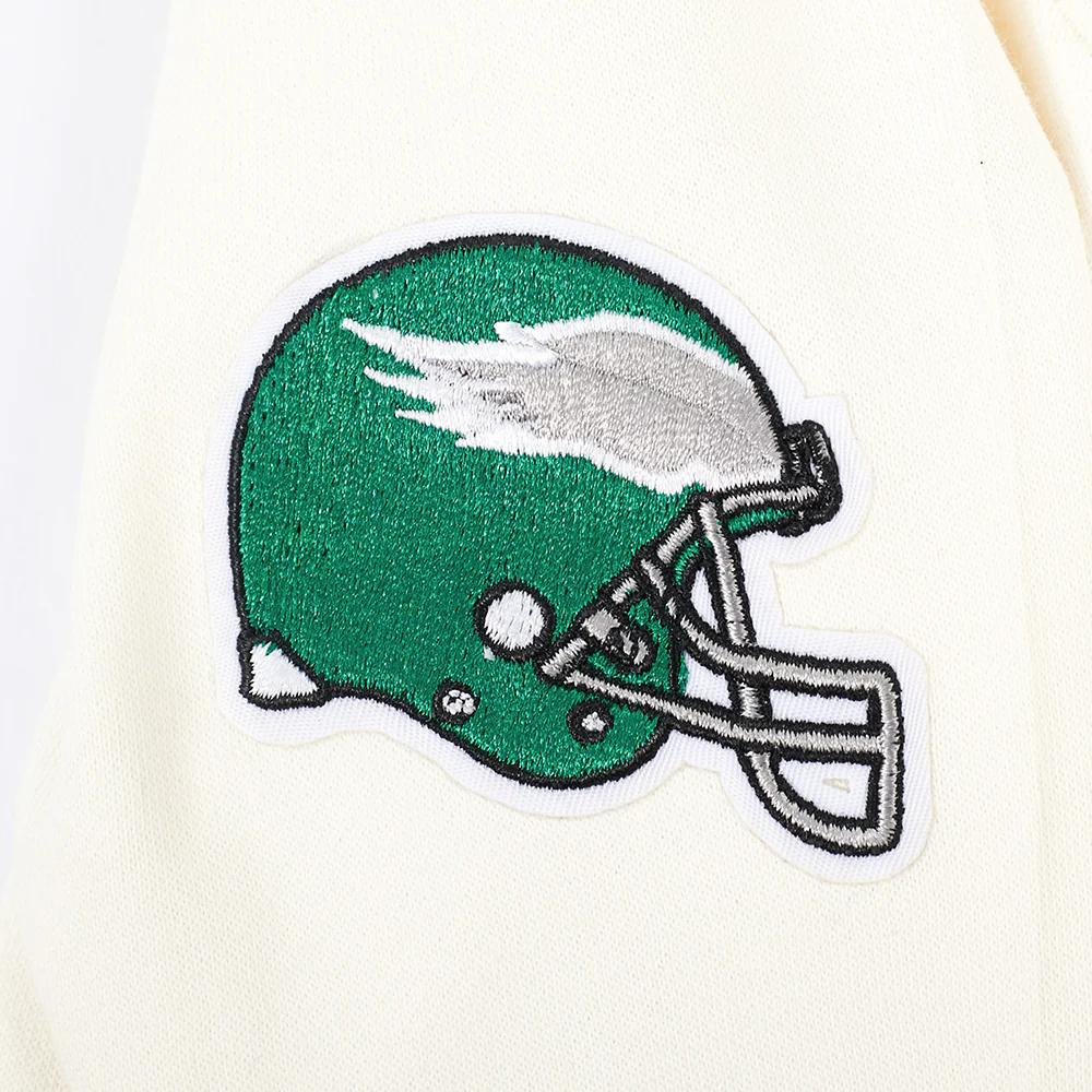 NFL PHILADELPHIA EAGLES RETRO CLASSIC LITTLE GIRL'S RIB FLC PO HOODIE (EGGSHELL/ KELLY GREEN) - Image 7