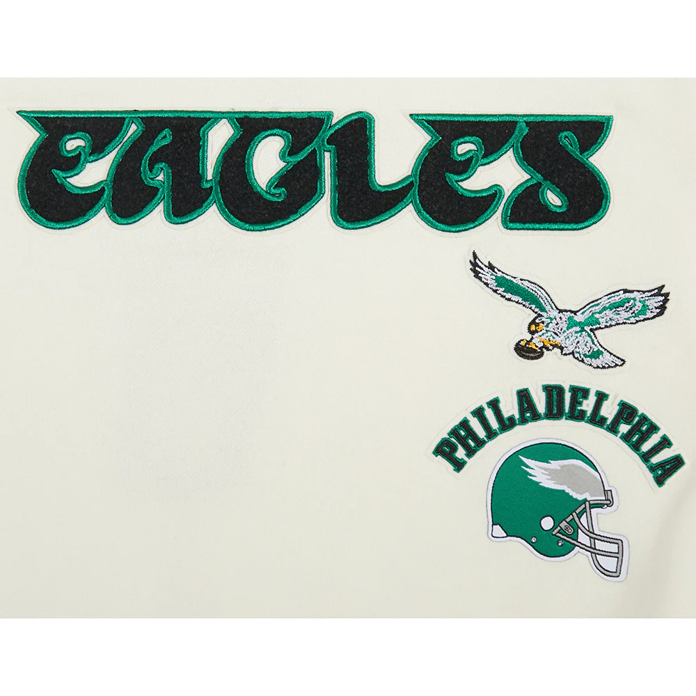 NFL PHILADELPHIA EAGLES RETRO CLASSICS LITTLE GIRL'S RIB FLEECE CREWNECK (EGGSHELL/ KELLY GREEN) - Image 4