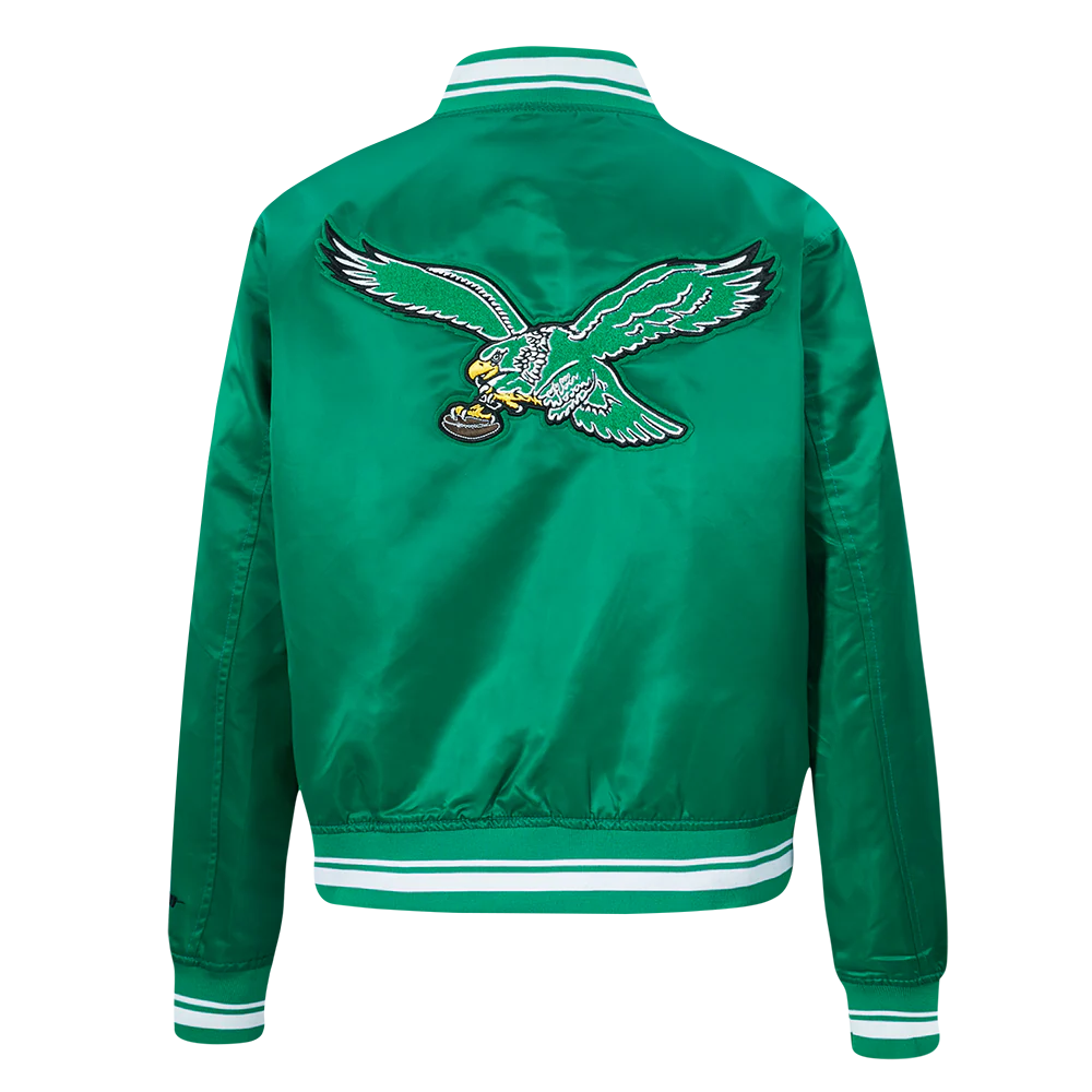 NFL PHILADELPHIA EAGLES RETRO CLASSIC WOMEN'S RIB SATIN JACKET (KELLY GREEN) - Image 3