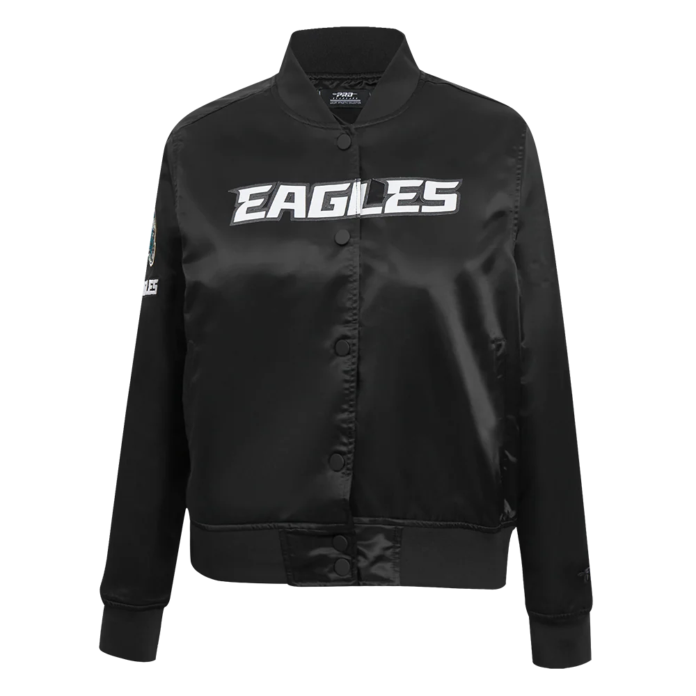 NFL PHILADELPHIA EAGLES CLASSIC WOMEN'S SATIN JACKET (BLACK)