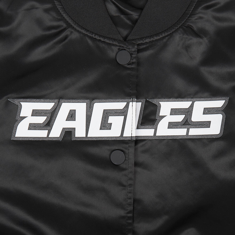 NFL PHILADELPHIA EAGLES CLASSIC WOMEN'S SATIN JACKET (BLACK) - Image 5