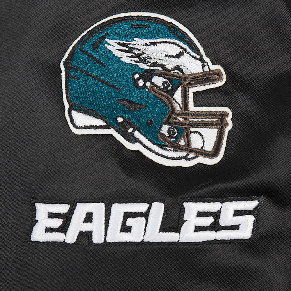 NFL PHILADELPHIA EAGLES CLASSIC WOMEN'S SATIN JACKET (BLACK) - Image 7