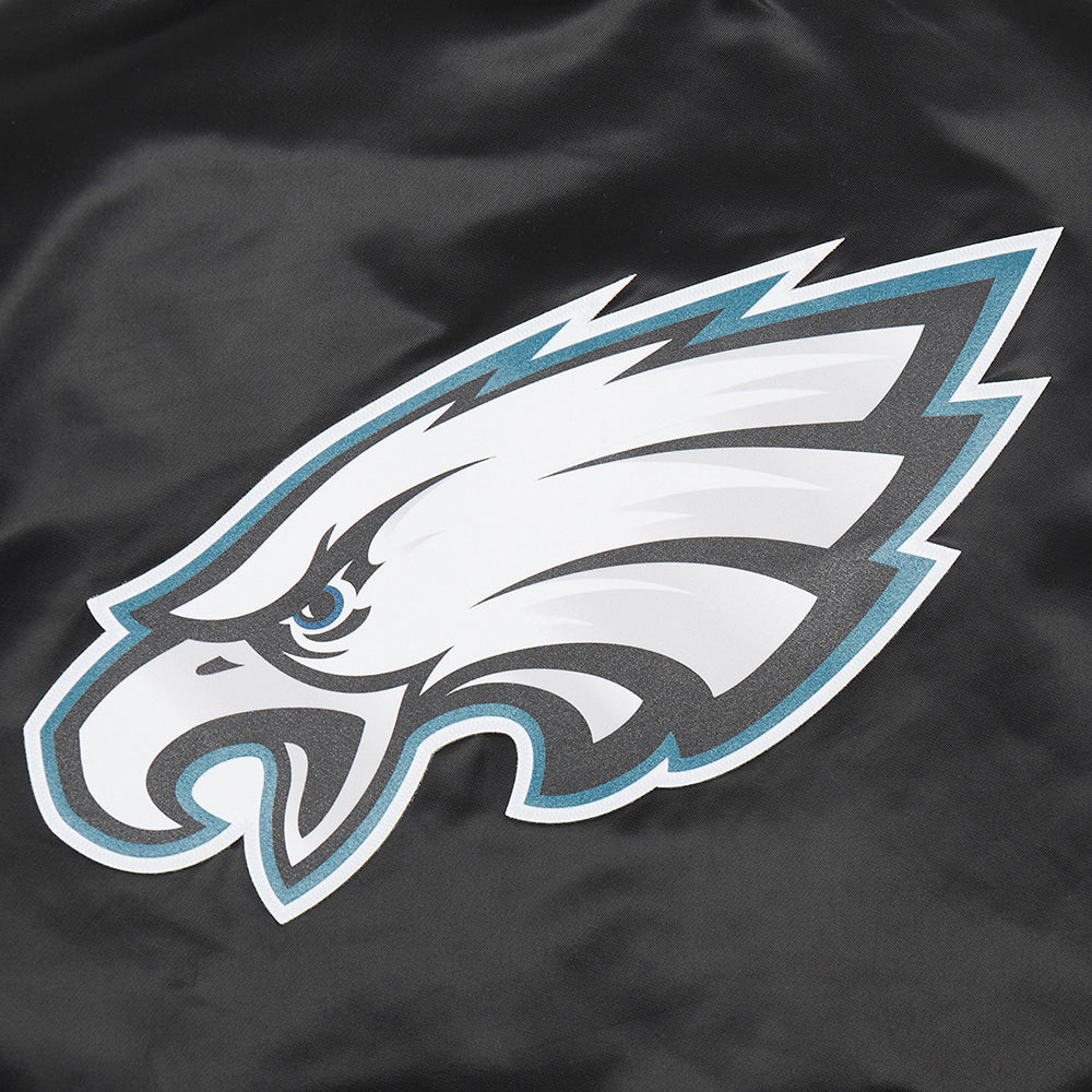 NFL PHILADELPHIA EAGLES CLASSIC WOMEN'S SATIN JACKET (BLACK) - Image 8