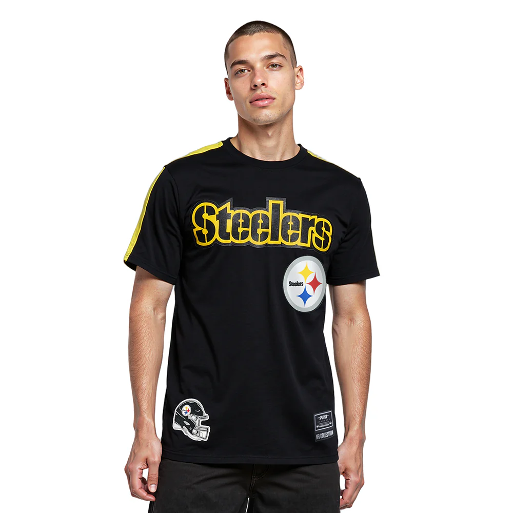 NFL PITTSBURGH STEELERS CLASSIC MESH STRIPED MEN'S TEE (BLACK/YELLOW)