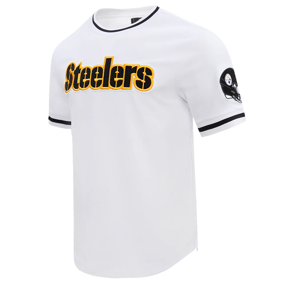 NFL PITTSBURGH STEELERS CLASSIC CHENILLE MEN'S DOUBLE KNIT TEE (WHITE) - Image 2