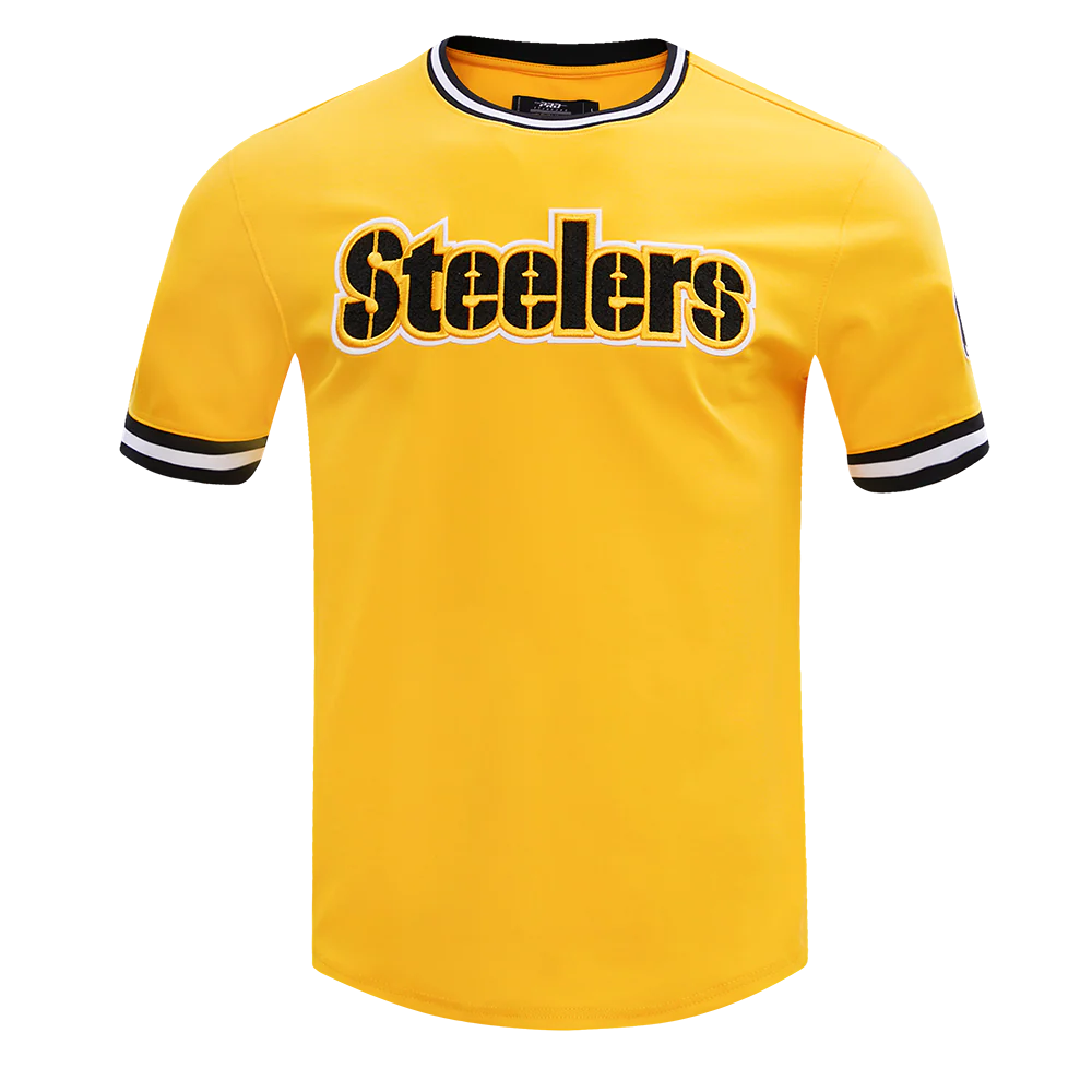 NFL PITTSBURGH STEELERS CLASSIC CHENILLE MEN'S DOUBLE KNIT TEE (YELLOW/BLACK)