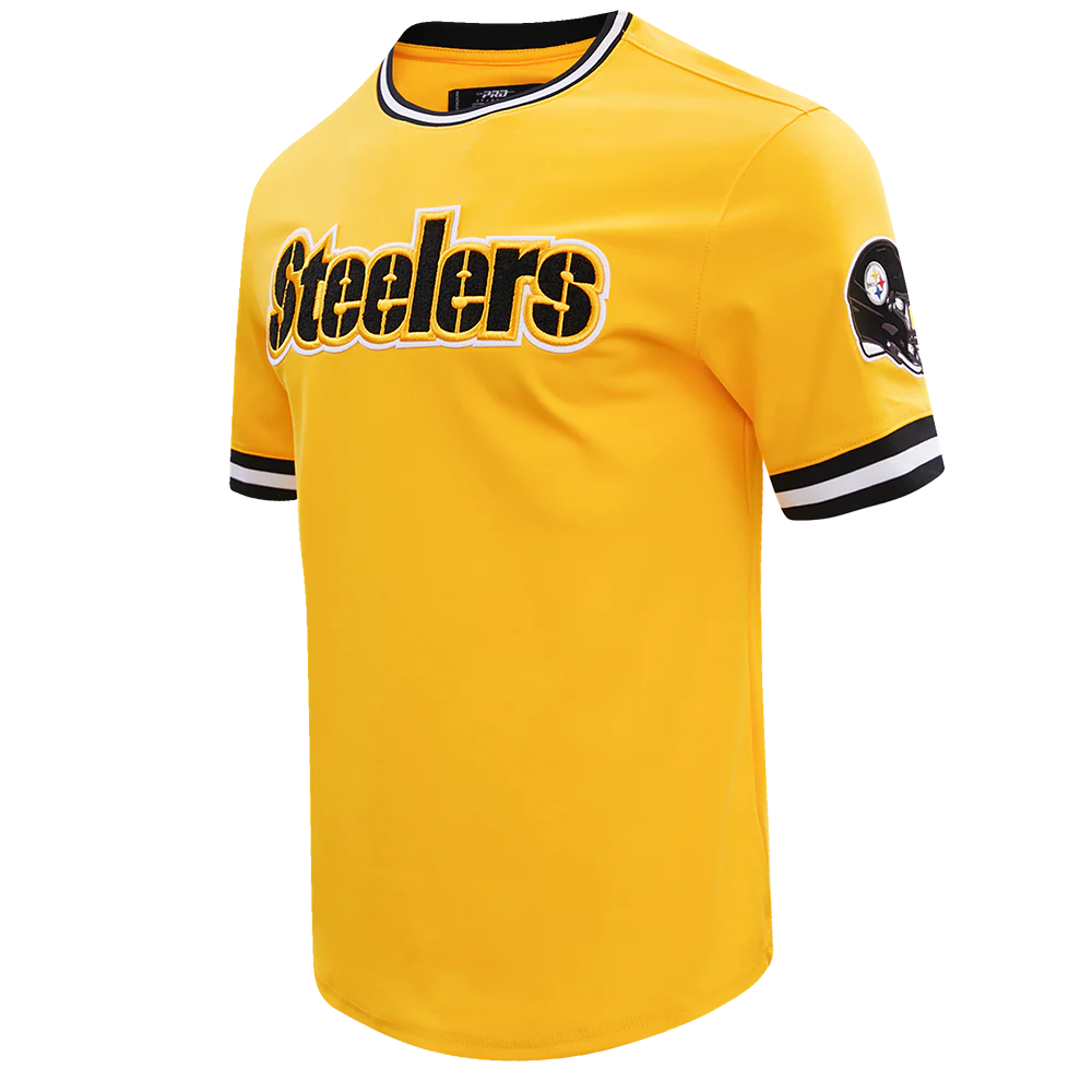 NFL PITTSBURGH STEELERS CLASSIC CHENILLE MEN'S DOUBLE KNIT TEE (YELLOW/BLACK) - Image 2
