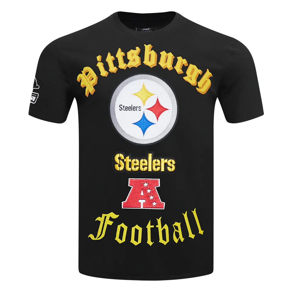 NFL PITTSBURGH STEELERS OLD ENGLISH MEN'S TEE (BLACK)