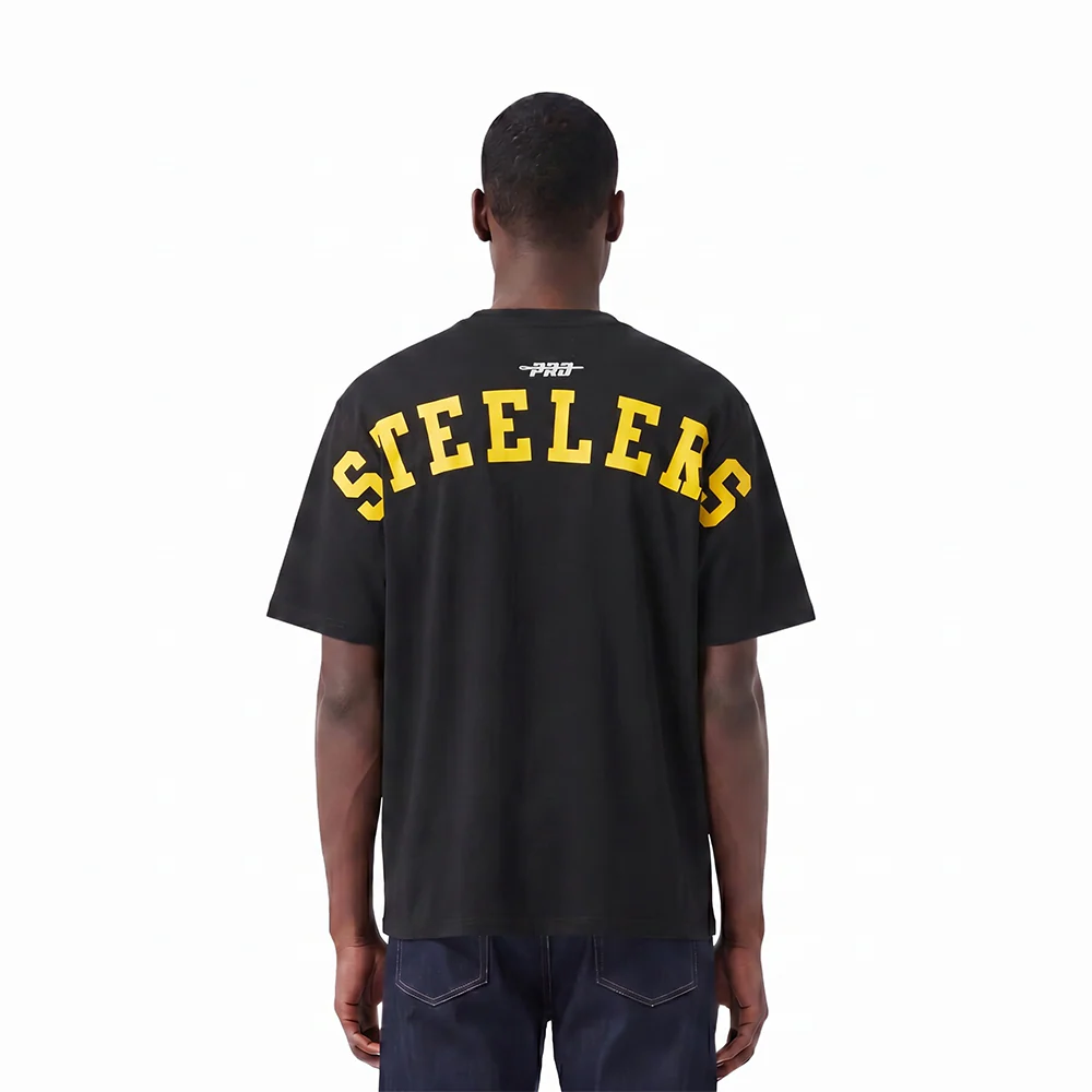 NFL PITTSBURGH STEELERS WINGSPAN MEN'S CJ DROP SHOULDER TEE (BLACK)