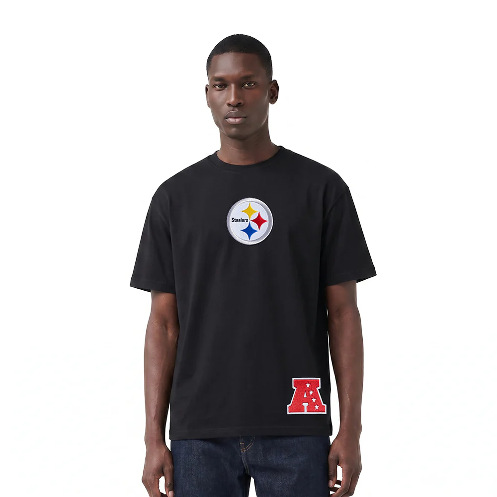 NFL PITTSBURGH STEELERS WINGSPAN MEN'S CJ DROP SHOULDER TEE (BLACK) - Image 2