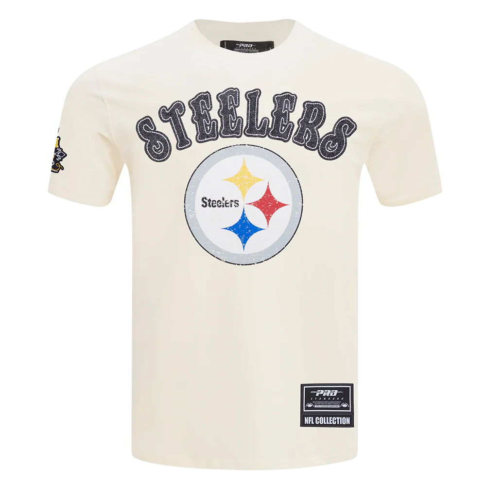 PITTSBURGH STEELERS REBEL ATHLETICS STACKED LOGO MEN'S SJ TEE (EGGSHELL) - Image 3