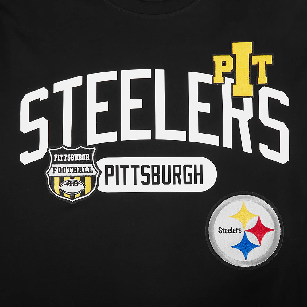 NFL PITTSBURGH STEELERS LETTERMAN MEN'S S/S TEE (BLACK) - Image 5